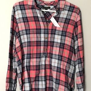 J Crew Plaid half button shirt
